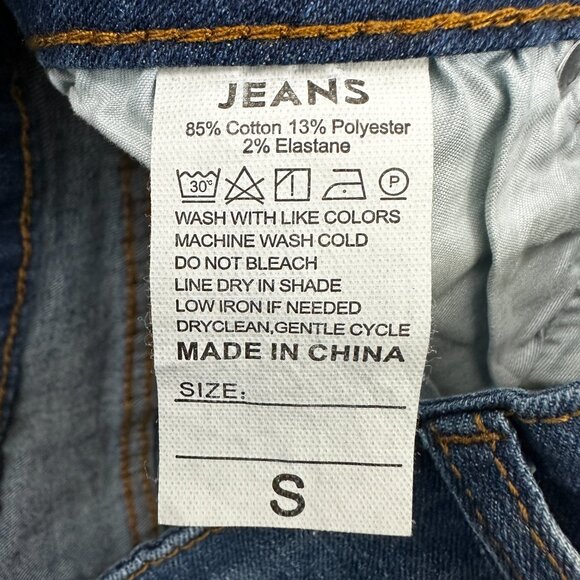 Fashion Wear Flare Distressed Raw Hem Women' size S Small Blue Denim Jeans - Picture 3 of 4